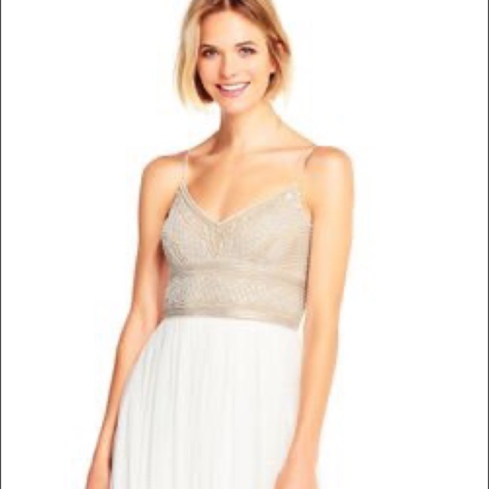 Adrianna Papell Sleeveless Beaded Tulle Gown